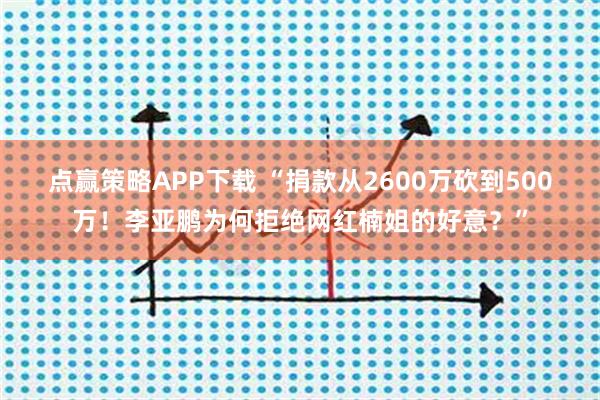 点赢策略APP下载 “捐款从2600万砍到500万！李亚鹏为何拒绝网红楠姐的好意？”